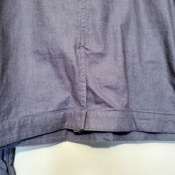 Caslon Linen Blend Jacket Size Small Gray Snap Button Pockets Light Utility - Picture 6 of 10